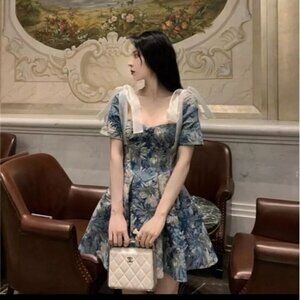 ABOVE KNEE PATCHWORK FLORAL DRESS